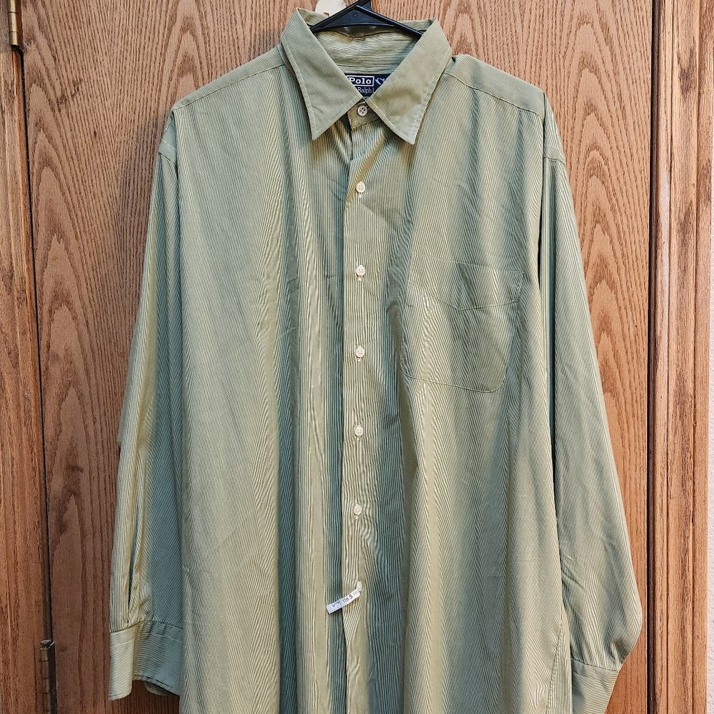 RALPH LAUREN Warwick Men's Green Stripe Button Down Shirt - 16 1/2 - 32//33 - Picture 2 of 4